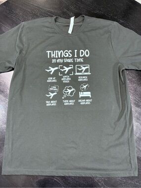 Rustic United Black Short Sleeve Tee with White Airplane Graphic